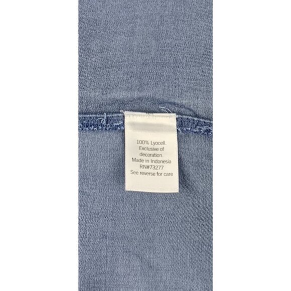 Womens LC Lauren Conrad Denim Blue Short Sleeve Top Size Small - Picture 10 of 10